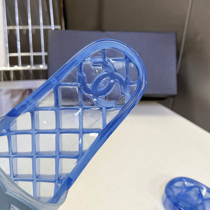 CHANEL 26S SLIDES IN BLUE PVC