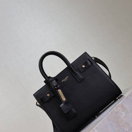 YSL 25S SAC DE JOUR 22 IN BLACK SUPPLE GRAINED CALFSKIN GOLD HARDWARE