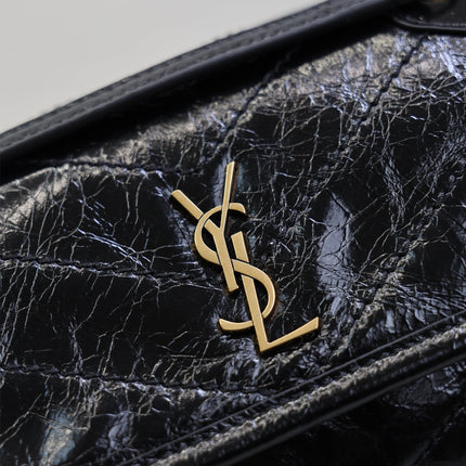 YSL 25S NIKI BAG 18 IN BLACK GLOSSY CALFSKIN GOLD HARDWARE