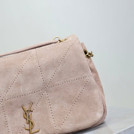 YSL 25S JAMIE 4.3 MINI 20 IN DUSTY ROSE BEIGE SUEDE GOLD HARDWARE