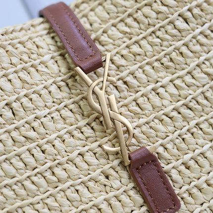 YSL 25S LE 5 À 7 SUPPLE BABY 16 IN RAFFIA AND CALFSKIN GOLD HARDWARE