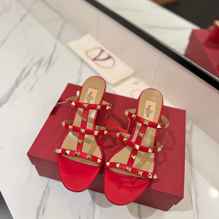 VALENTINO 26S HEELED SANDALS 60 MM IN RED CALFSKIN WITH GOLD STUDS