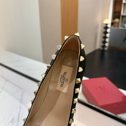 VALENTINO 26S STUDDED HIGH HEELS 90 MM IN BLACK CALFSKIN