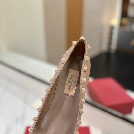 VALENTINO 26S STUDDED HIGH HEELS 90 MM IN MATTE NUDE CALFSKIN