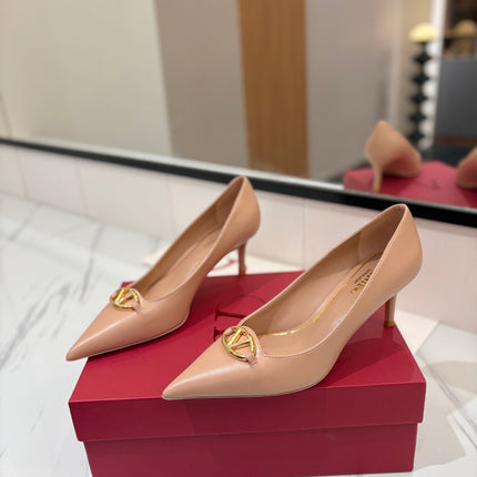 VALENTINO 26S POINTED-TOE PUMPS 65 MM IN NUDE SMOOTH CALFSKIN