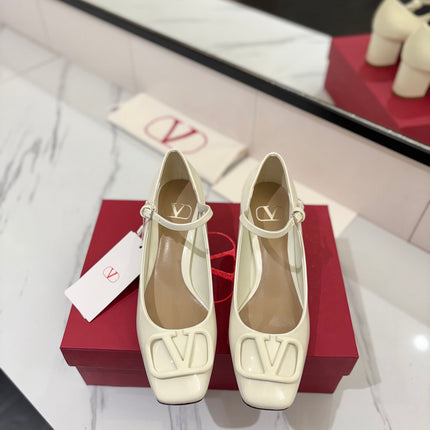 VALENTINO 26S MARY JANE HEELS 60 MM IN WHITE PATENT CALFSKIN