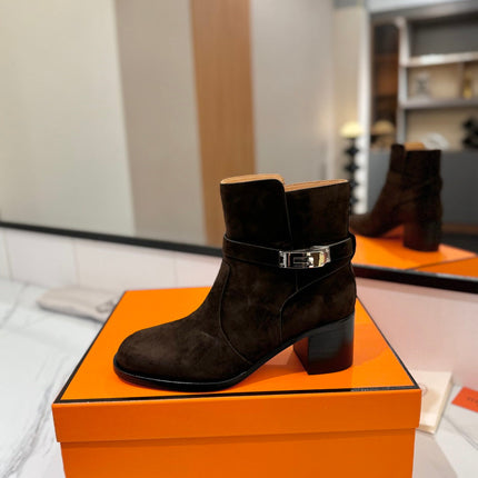 HM 26S ANKLE BOOTS 55 MM IN DARK BROWN SUEDE