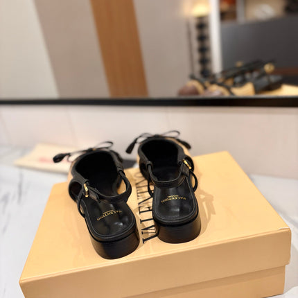VALENTINO 26S SLINGBACK FLATS IN BLACK AND BROWN CALFSKIN