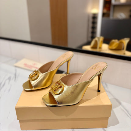 VALENTINO 26S HEEL SANDALS 100 MM IN METALLIC GOLD CALFSKIN WITH GOLD HARDWARE