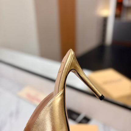 VALENTINO 26S HEEL SANDALS 100 MM IN METALLIC GOLD CALFSKIN WITH GOLD HARDWARE