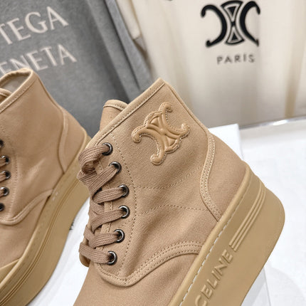 CELINE 26S BOOTS IN LIGHT CAMEL BEIGE CANVAS
