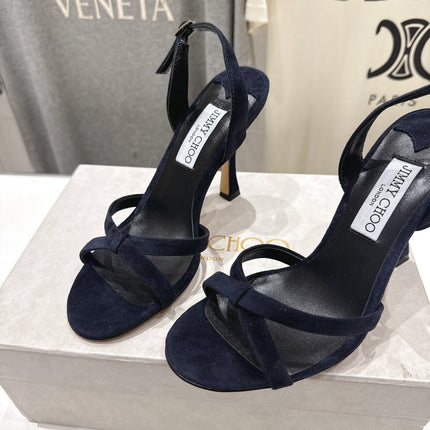 JIMMY CHOO 26S HIGH-HEELED SANDALS 100 MM IN BLACK VELVET