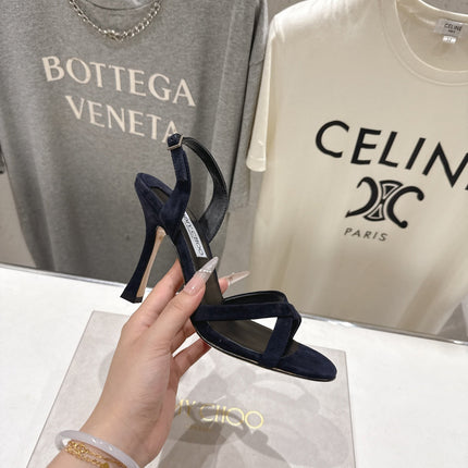 JIMMY CHOO 26S HIGH-HEELED SANDALS 100 MM IN BLACK VELVET