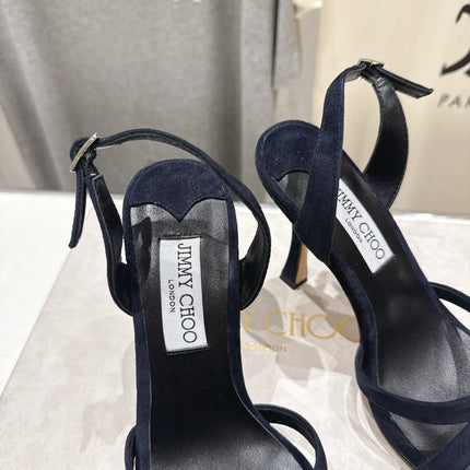JIMMY CHOO 26S HIGH-HEELED SANDALS 100 MM IN BLACK VELVET