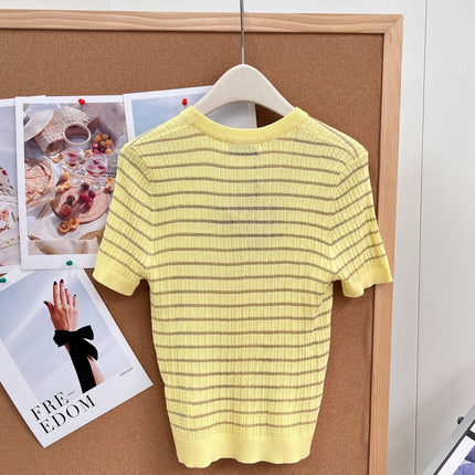 MIUMIU 26S SHORT-SLEEVE KNIT TOP 1451