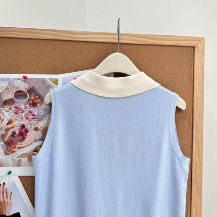 MIUMIU 26S SLEEVELESS KNIT POLO TOP 1375
