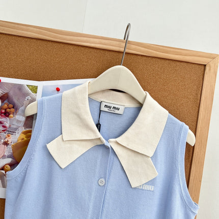 MIUMIU 26S SLEEVELESS KNIT POLO TOP 1375