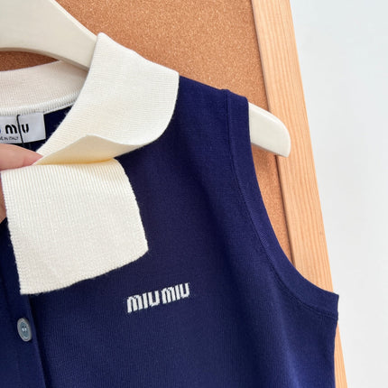 MIUMIU 26S SLEEVELESS KNIT POLO TOP 1374