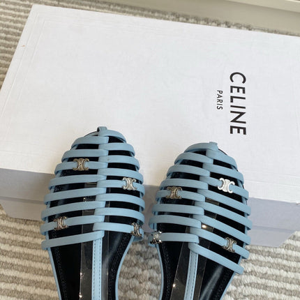 CELINE 26S CLEA TRIOMPHE GLADIATOR SANDALS IN SKY BLUE LAMBSKIN