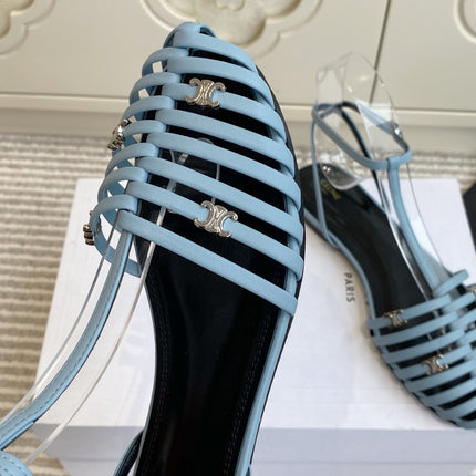 CELINE 26S CLEA TRIOMPHE GLADIATOR SANDALS IN SKY BLUE LAMBSKIN
