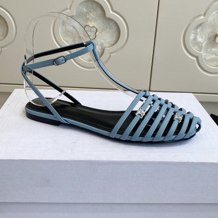 CELINE 26S CLEA TRIOMPHE GLADIATOR SANDALS IN SKY BLUE LAMBSKIN