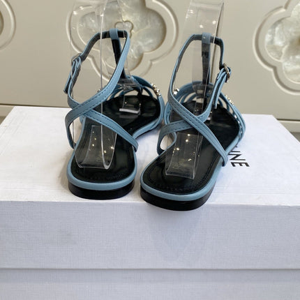 CELINE 26S CLEA TRIOMPHE GLADIATOR SANDALS IN SKY BLUE LAMBSKIN