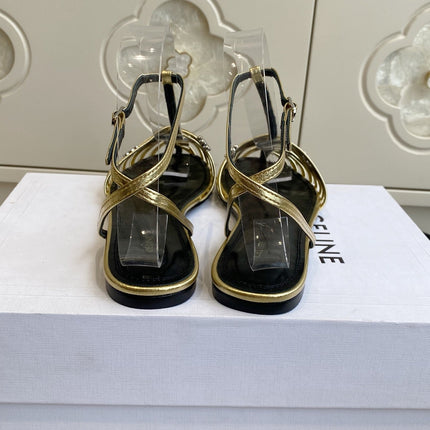 CELINE 26S CLEA TRIOMPHE GLADIATOR SANDALS IN GOLD LAMBSKIN