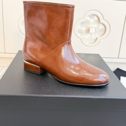 CHANEL 26S SHORT BOOTS IN BROWN CALFSKIN