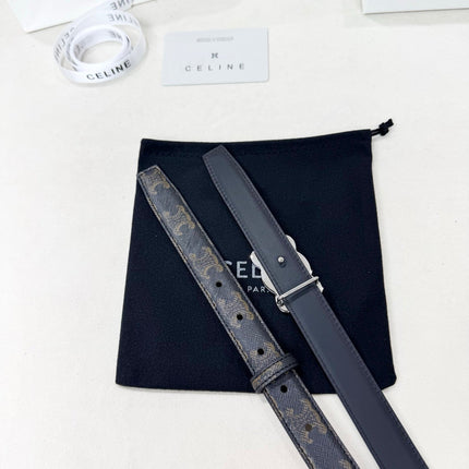 CELINE 26S BELT 25 MM IN BLACK CALFSKIN 654842