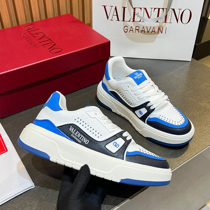 VALENTINO 26S ONESTUD SNEAKERS IN WHITE MIX BLUE CALFSKIN