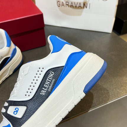 VALENTINO 26S ONESTUD SNEAKERS IN WHITE MIX BLUE CALFSKIN