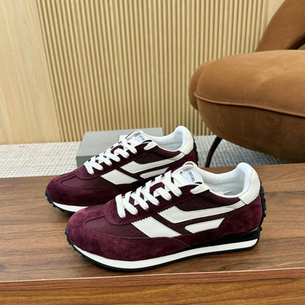 TOM FORD SNEAKERS  IN DARK BURGUNDY RED MESH AND SUEDE 434241