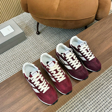 TOM FORD SNEAKERS  IN DARK BURGUNDY RED MESH AND SUEDE 434241