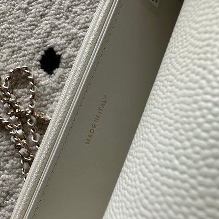 CHANEL 25S MINI FLAP BAG 19 IN WHITE CAVIAR LEATHER