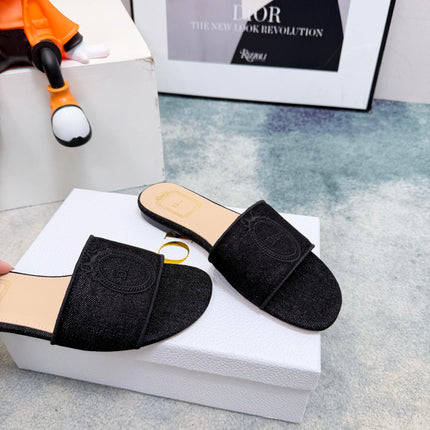 DIOR 26S SANDALS IN BLACK DENIM