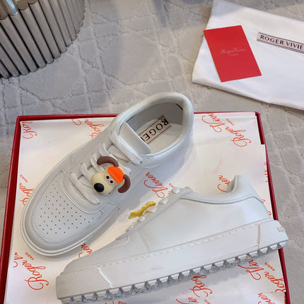 VIV' SKATE SNEAKERS IN WHITE CALFSKIN WITH CARTOON CHARM LACES