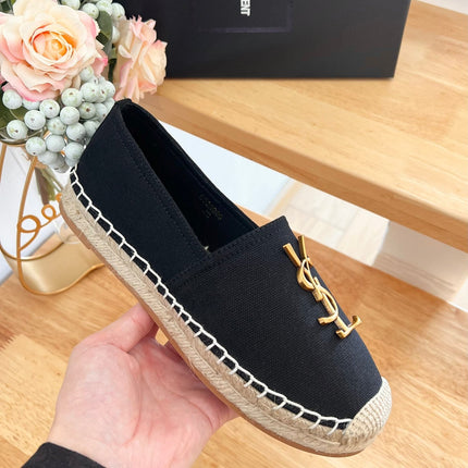 SL YVES LOGO SLIP ON BLACK CANVAS