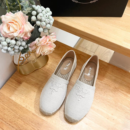 PRA ESPADRILLES LOAFERS CREAMY WHITE LINEN FABRIC