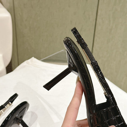 BLAKE SLINGBACK PUMPS 80 IN BLACK CROCODILE-EMBOSSED LEATHER