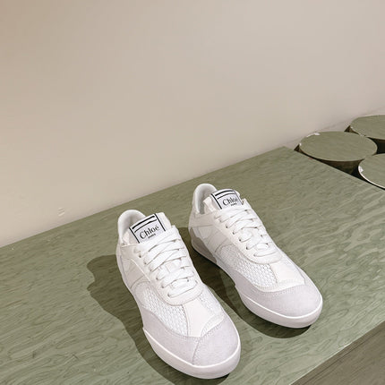 CHLOÉ 26S SNEAKERS IN WHITE CALFSKIN AND SUEDE