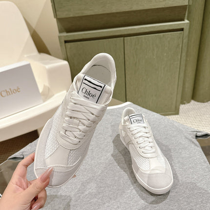 CHLOÉ 26S SNEAKERS IN WHITE CALFSKIN AND SUEDE