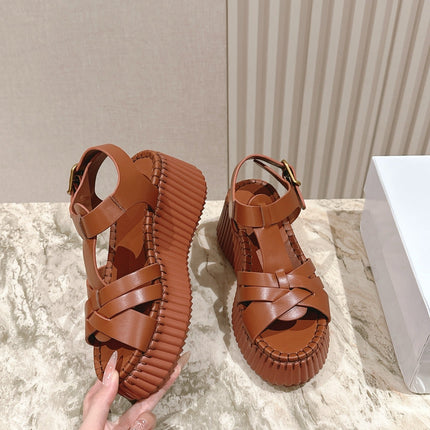CHLOÉ 26S HIGH-HEELED SANDALS IN BROWN LAMBSKIN