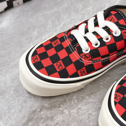 VALENTINO 25S GARAVANI X VANS SNEAKERS IN RED MIX BLACK CANVAS