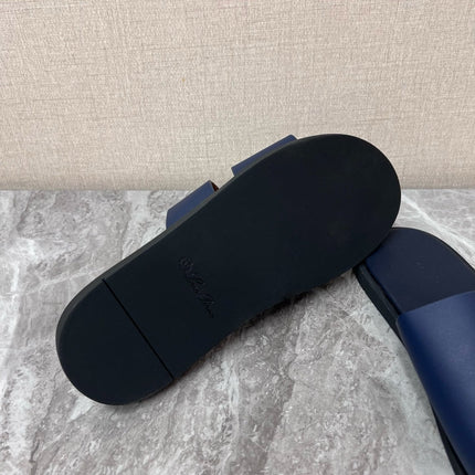 LP 26S CUTOUT SLIDES IN NAVY BLUE CALFSKIN