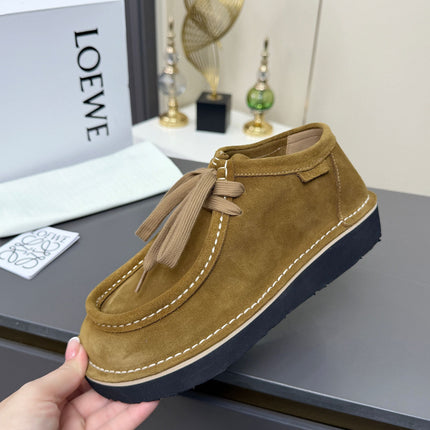 LOEWE 26S ANKLE BOOTS IN OLIVE BROWN SUEDE