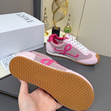 LOEWE 26S RUNNER 2.0 SNEAKERS IN PINK SUEDE AND MESH FABRIC