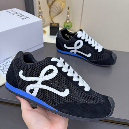LOEWE 26S RUNNER 2.0 SNEAKERS IN BLACK SUEDE AND MESH FABRIC