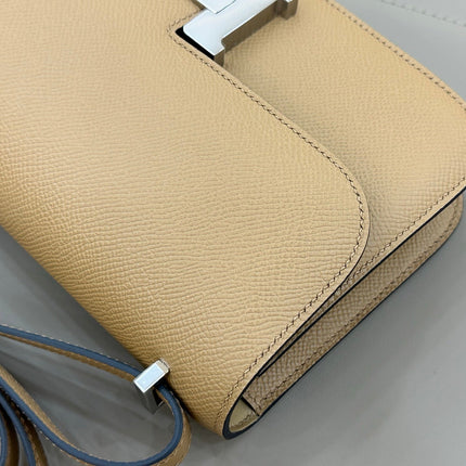 HM 25S CONSTANCE ELAN 24 CM IN LIGHT SADDLE BROWN EPSOM WITH SILVER HARDWARE