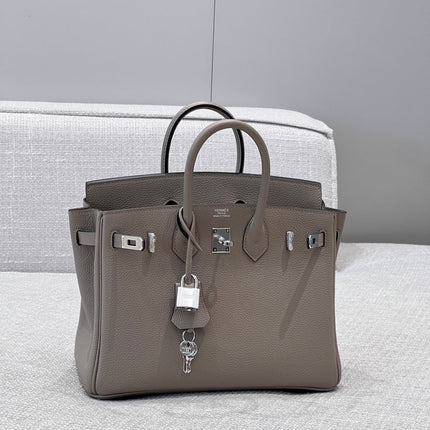 HM 25S BIRKIN 25 CM IN DARK TAUPE TOGO WITH KEY SILVER
