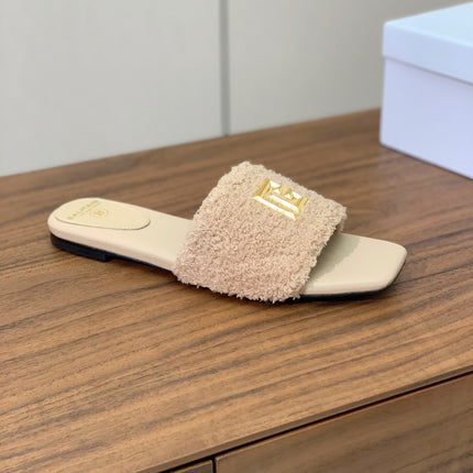 BALMAIN 26S SANDALS IN BEIGE WOOL AND CALFSKIN
